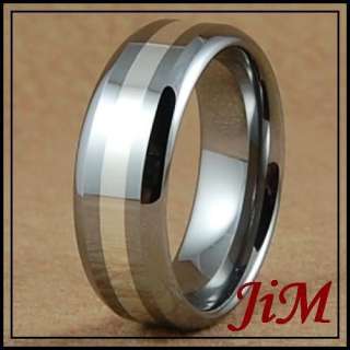 Mens Tungsten Rings Silver Inlay Wedding Band Size 6 15  