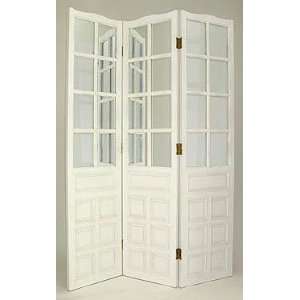  Mirrored Room Divider Screen (White) (76H x 54W)