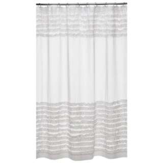NEW Creative Bath Ruffles Fabric Shower Curtain   White  