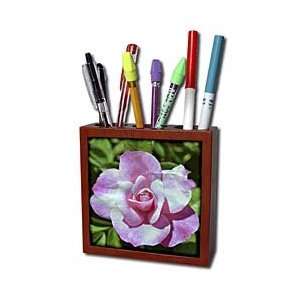   Rose Floral   Tile Pen Holders 5 inch tile pen holder