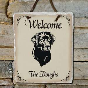    Welcome Dog Breed Personalized Slate Plaque