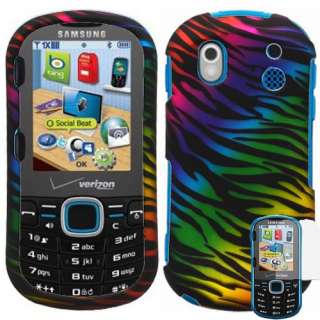 Samsung Intensity 2 II U460 Black Rainbow Zebra Case Cover + Screen 