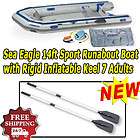 SEA EAGLE 14FT SPORT RUNABOUT BOAT WITH RIGID INFLATABLE KEEL 7 ADULTS 
