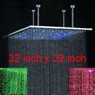 32 Square Stainles steel LED Rain Shower Head T82  