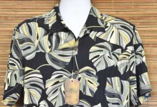 TOMMY BAHAMA New Silk Shirt M SS Palms & Stripes NWT  