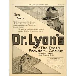  1917 Ad Dr. Lyon Teeth Powder Cream Dental Care Soldier 
