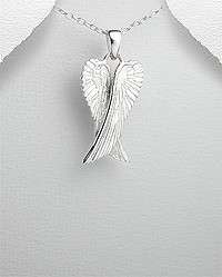 STERLING SILVER HOLY ANGEL WINGS PENDANT NECKLACE  