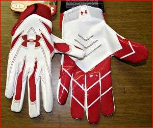 NEW Under Armour ADULT Blitz Football Gloves White Red  