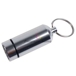 SILVER Mini Aluminum Pill Box Case Bottle Holder Container Keychain H 