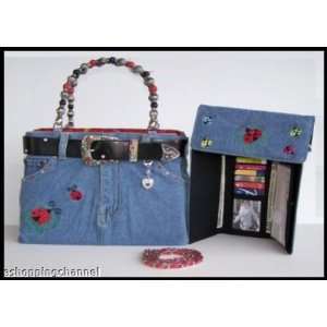  LADYBUG DENIM BLUE JEAN BAG PURSE & WALLET LADY BUG L 