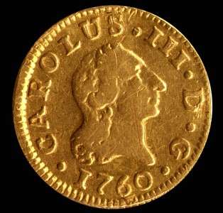 OLD US $1 GOLD COIN  1760 SPANISH COLONIAL 1/2 ESCUDO DOUBLOON 22K 