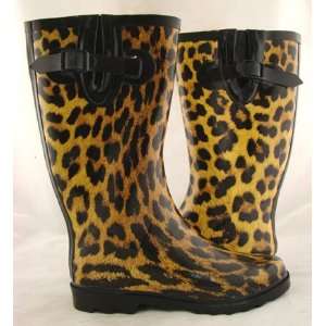   Leopard Print Knee High Snow / Rain Boots NIB Size 8 
