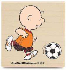 Soccer star Charlie Brown peanuts rubber stamp sports  