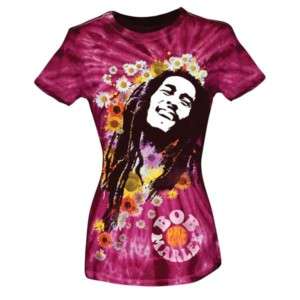 NEW Bob Marley Flower Tie Dye Ladies Women T shirt top  