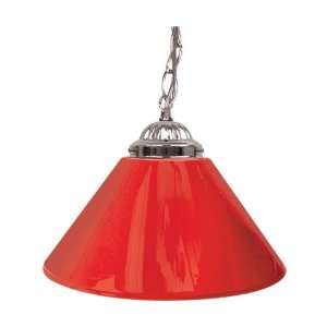 Plain Red 14 Inch Single Shade Bar Lamp   Silver hardware   Game Room 