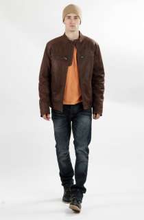 United Face Mens New Vintage Brown Premium Lambskin Leather Moto 