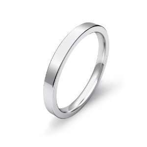 3g Mens Flat Wedding Band 2.5mm Comfort Fit 14k White Gold Ring (9 