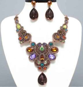   Swarovski Crystal Statement Bib Costume jewelry Necklace Set  