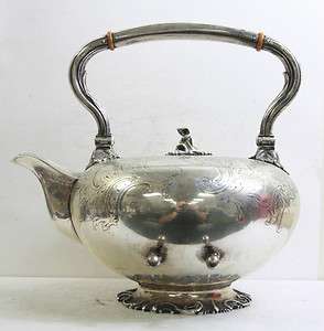   Ornate .800 German Silver Tea Pot Kettle (Crown Moon Hallmark)  