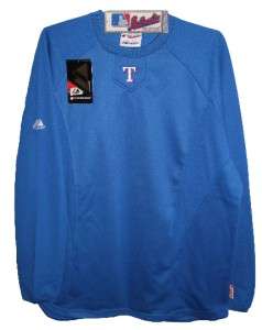 Texas RANGERS MLB AUTHENTIC MAJESTIC Therma Base Blue Pullover SHIRT 