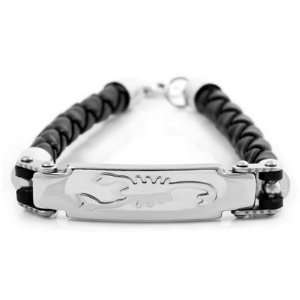   Stainless Steel Black PVC Scorpion Bracelet Wrist Band Chains Jewelry