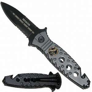  3.5 Tiger USA Mason Spring Assisted Rescue Knife   Gray 