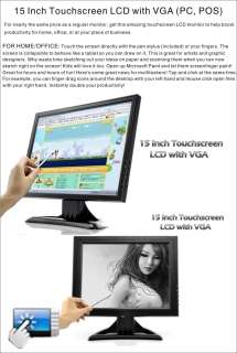 HD 15 Touch screen TFT LCD Desktop POS PC USB VGA Computer Monitor 