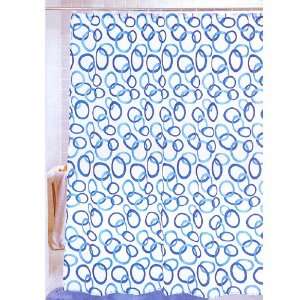  Home Fashions Blue Circles Stall Printed Fabric Shower Curtain 