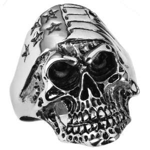  STAINLESS STEEL SKULL RING with Flag (Available in Sizes 