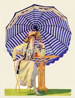   by COLES PHILLIPS Smoking a Cigarette Under an Umbrella GICLEE PRINT