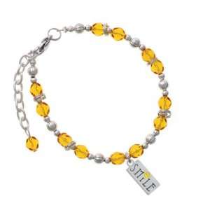   with Smiley Face Rectangle Yellow Czech Glass Beaded Charm Bracelet