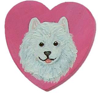 Samoyed Dog Hand Painted Pin & Valentine Card  