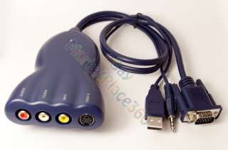 PC VGA to AV TV RCA Video Adapter Converter Switch Box Laptop Notebook 