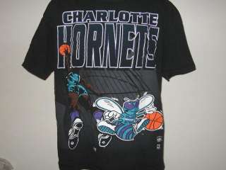 vintage 1992 CHARLOTTE HORNETS T Shirt XL/XXL slam dunk neon nba 80s 