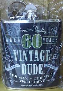 60 Vintage Dude stainless Steel Flask 7oz  