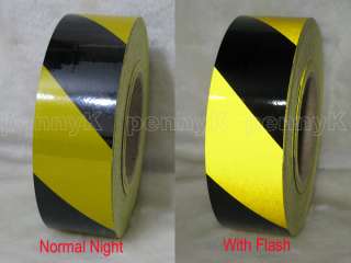 Reflective Vinyl Warning Tape 2 x 47 Black/Yellow R02  