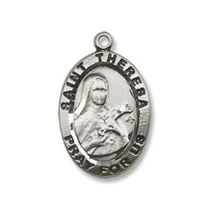 Sterling Silver St. Theresa Medal, The Little Flower, Pendant with 18 