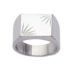  Mens Stainless Steel Rectangular Signet Ring Jewelry