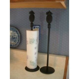 Wrought Iron Paper Towel Holder  Upright Standing  Pineapple
