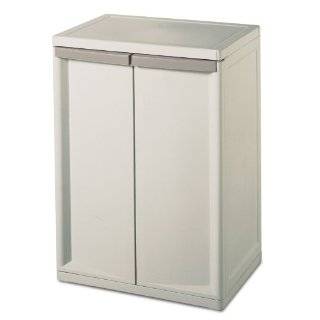 Sterilite 01408501 2 Shelf Base Cabinet with Putty Handles, Platinum