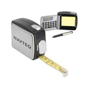 Tape measure / calculator with sticky notes, mini pencil and LED light 