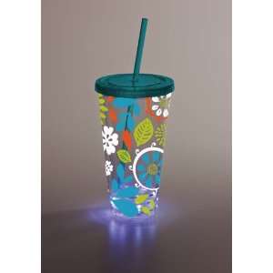  Floral LED Insulated Cup w/ Straw