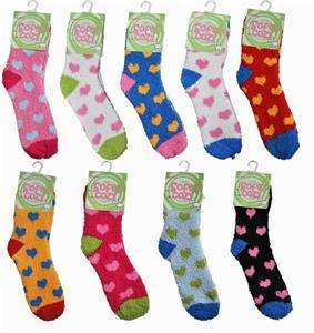 Slipper Socks Chenille Hearts Women Girls Xmas Gift  