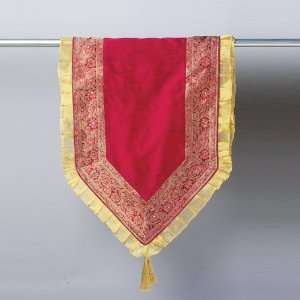   Elegant Burgundy & Gold Christmas Table Runners with Pointed Hems 72