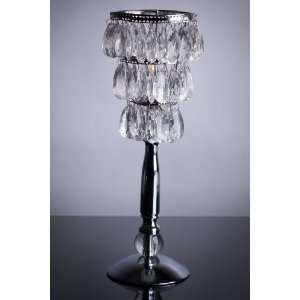  Bebe Silver 14.5 Tabletop Candle Lamp with Crystals 