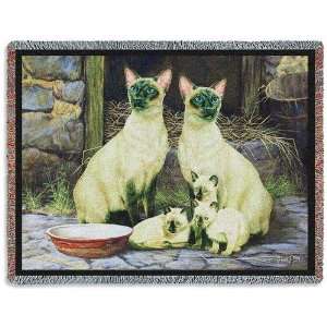  Siamese Cat Family Tapestry Throw