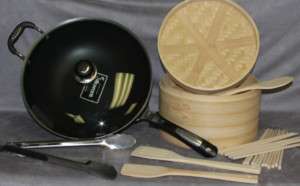 BAMBOO STEAMER WOK SET + FREE SHIP + EXTRAS   NEW  