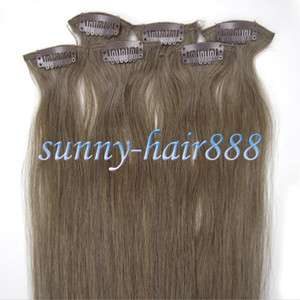 206pcs Remy Clip On Straight Human Hair Extensions #08 chesnut brown 