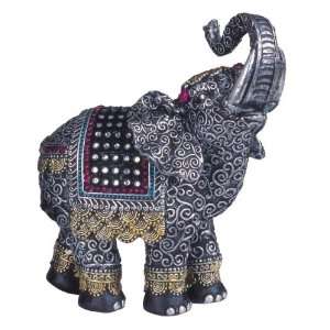  Black Thai Elephant With Trunk Raised Collectible Figurine 