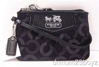   NWT Coach Signature Madison Dotted Wristlet Wallet Purse Black 44443